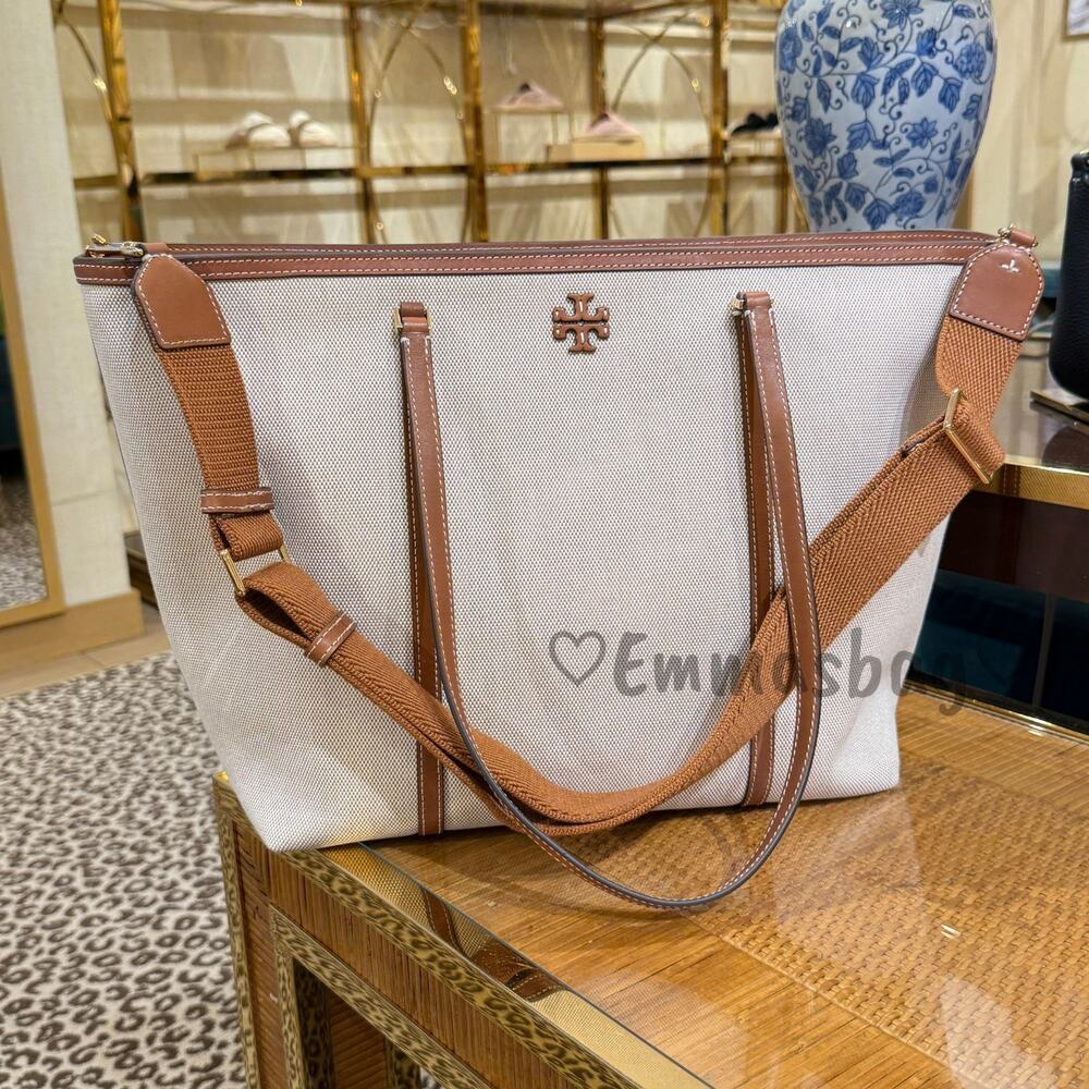 Tory Burch Blake Canvas Zip Tote 184733 $500 Canvas / Classic Cuoio / Classic Cu